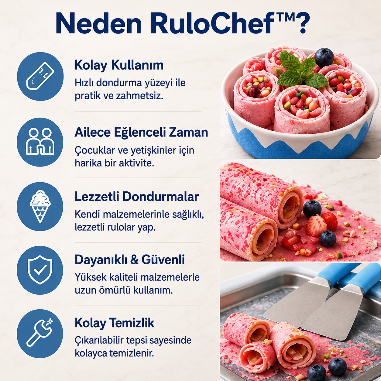 RULOCHEF™ Kore Tipi Rulo Dondurma Seti